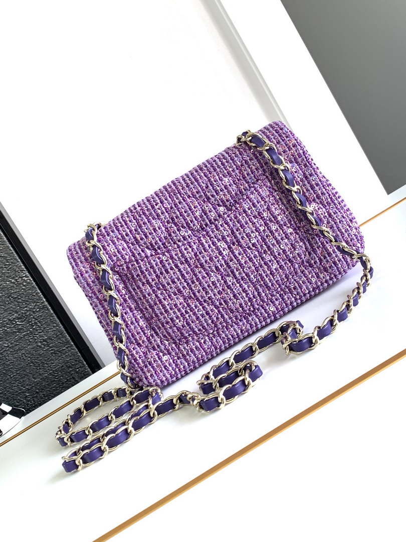 chanel as1116 24c mini flap bag 20cm a69900 tweed purple 06